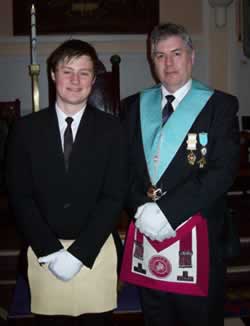 Bro Braden Dimmock with proud father W Bro Martin Dimmock