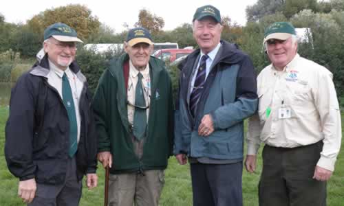 (l to r) WBro Ken Haslar PGStB, Charity CEO, RWBro Gordon Bourne PProProvGM (Middx), Charity President, RWBro Barrie Hall, PGM, & WBro John MacKenzie, the Charity's N&H Branch Chairman