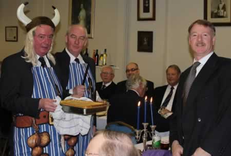 (l to r) Bro Alan Ford, Bro Paul King and WBro Neil Carr