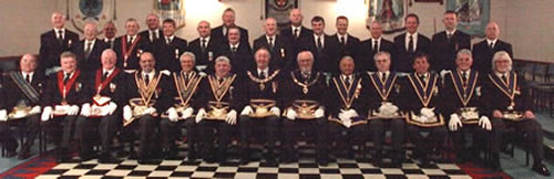 Members of Corby Lodge of Instruction with their visitors