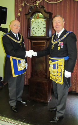 VW Bro Max Bayes and WBro Barrie Hall with the clock