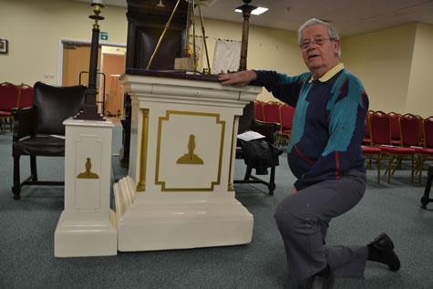 W Bro Bob Farey with a pedestal he repainted