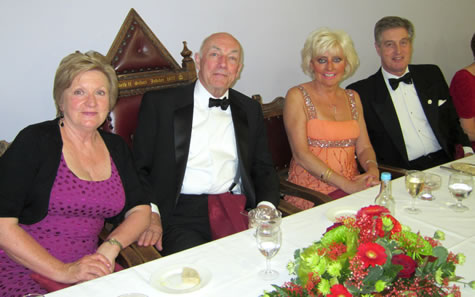 (l to r) Mrs Barbara Bayes, RWBro Max Bayes PGM, Mrs Lesley Newman, VWBro James Newman, RMBI President