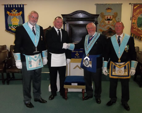 (l to r) Bro Steve Miles SW, Bro Steve Thompson, VWBro Wayne Williams WM & WBro Steve James JW