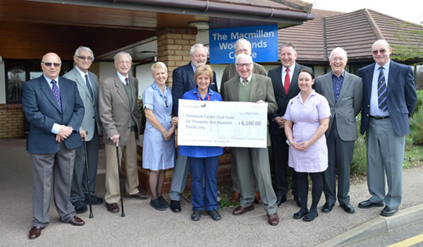 Representatives of Huntingdon and St Ives Lodges present the £6,100 cheque