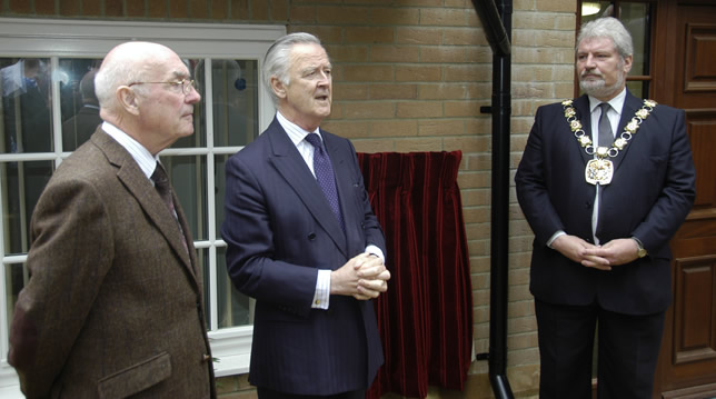 (l to r) RWBro Max Bayes, Provincial Grand Master, Martin Clarke, Chairman of the Masonic Housing Association & Councillor Graham Lawman, Mayor of Wellingborough