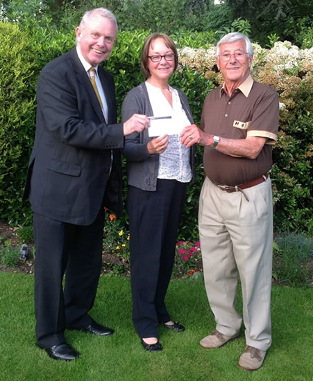 (l to r) WBRo Simon Harker, Anne, Samaritans Northampton Branch Director & Peter, Chairman  of the Friends Group