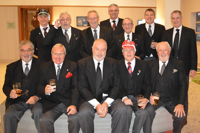 Webb Ellis Lodge members led by VW Bro Wayne Williams and W Bro Steve Miles with members of Bastion Lodge