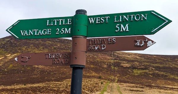 Thieves Road signpost