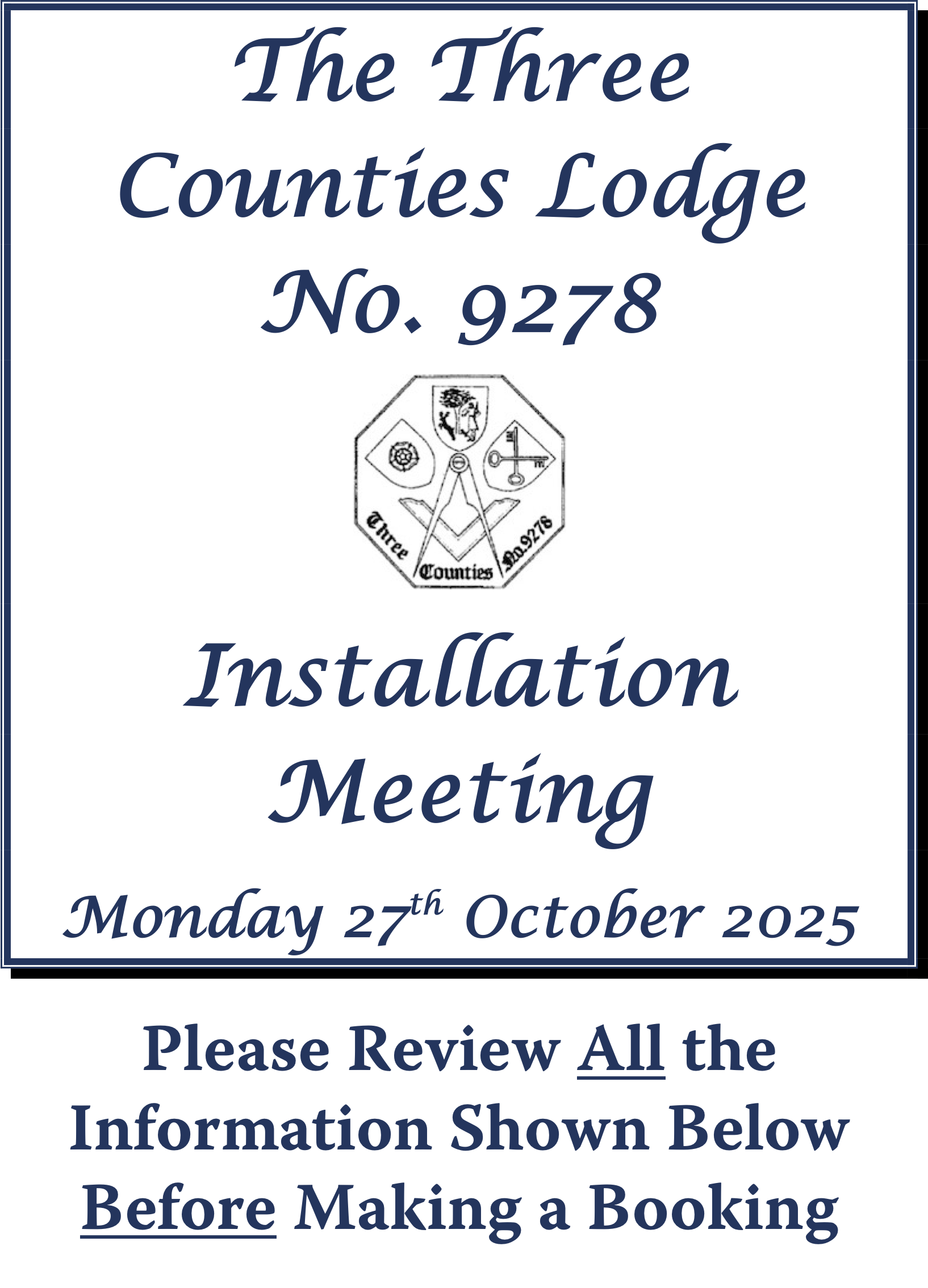 Three Counties Installation Meeting - 27th October 2025 Three Counties Installation Meeting - 27th October 2025